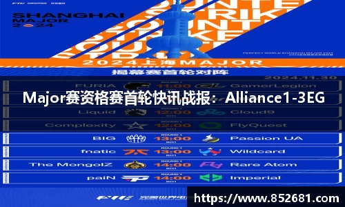 Major赛资格赛首轮快讯战报：Alliance1-3EG