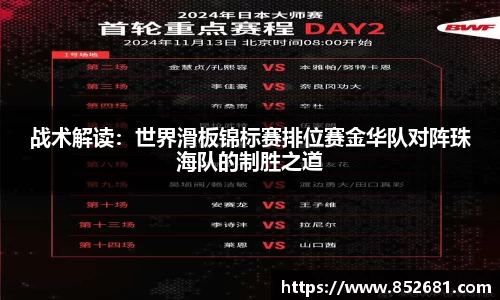 战术解读：世界滑板锦标赛排位赛金华队对阵珠海队的制胜之道